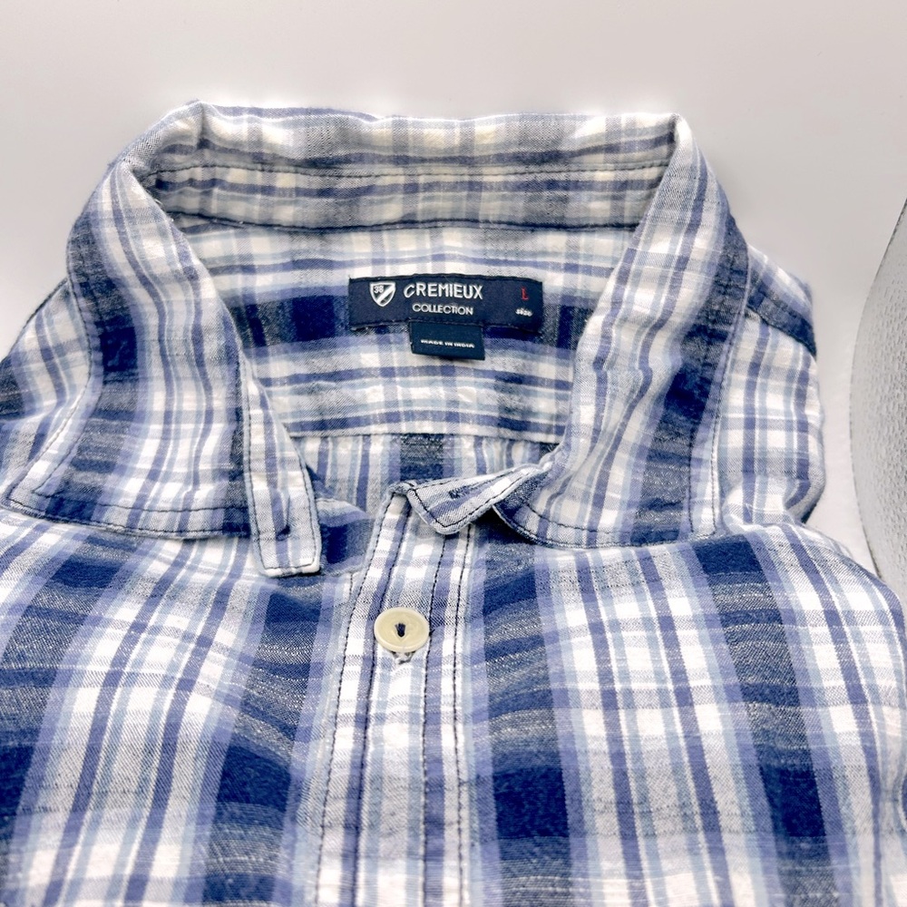 Cremieux Men's Long Sleeve Flannel Shirt Navy Plaids Size L